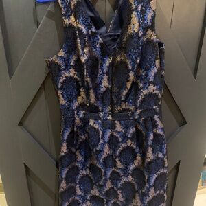 J Crew Blue & Gold Cocktail Dress